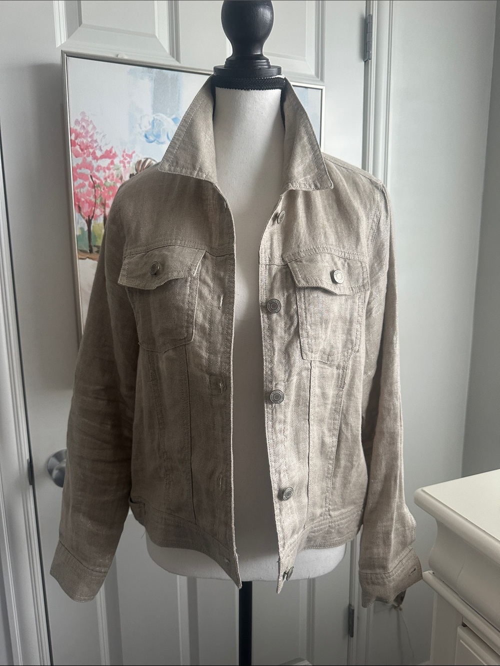 Beige Linen-Blend Jean Jacket - Unbranded
